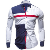 Polyester and cotton full sleeves casual regular patchwork shirt men