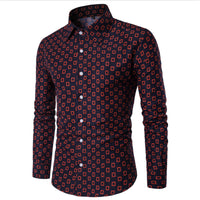 Plus size cotton full sleeves casual printed men shirts