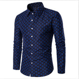 Plus size cotton full sleeves casual printed men shirts