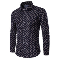 Plus size cotton full sleeves casual printed men shirts