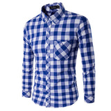 Full sleeves polyester and cotton casual checks shirt