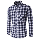 Full sleeves polyester and cotton casual checks shirt