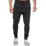 High waist cotton sports drawstring patchwork pants for men