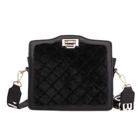 Faux Fur Square Pattern Zipper Women Crossbody Bags