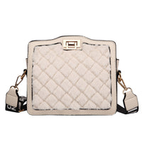 Faux Fur Square Pattern Zipper Women Crossbody Bags