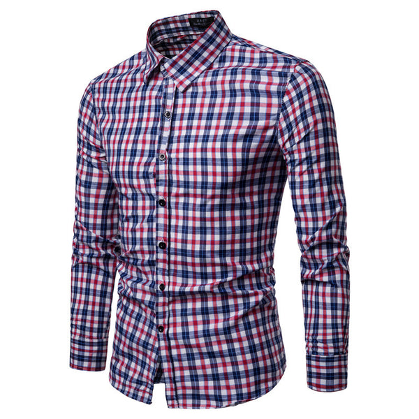 Polyester slim full sleeve casual shirt with lapel collar for men