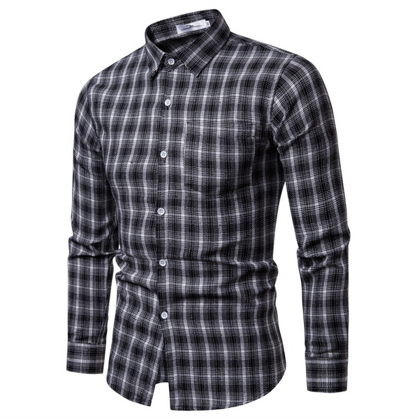 Men long sleeve slim and thick design casual lapel collar shirt