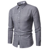 Cotton slim fit men full sleeve casual striped pattern shirt