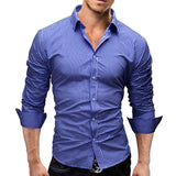 Casual men small checks full sleeve with lapel collar shirt