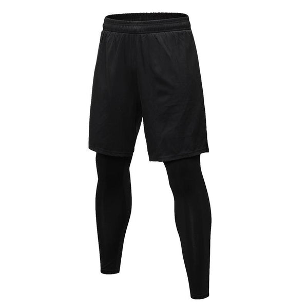 polyester men's quick dry sports two piece with skinny cloth breathable shorts