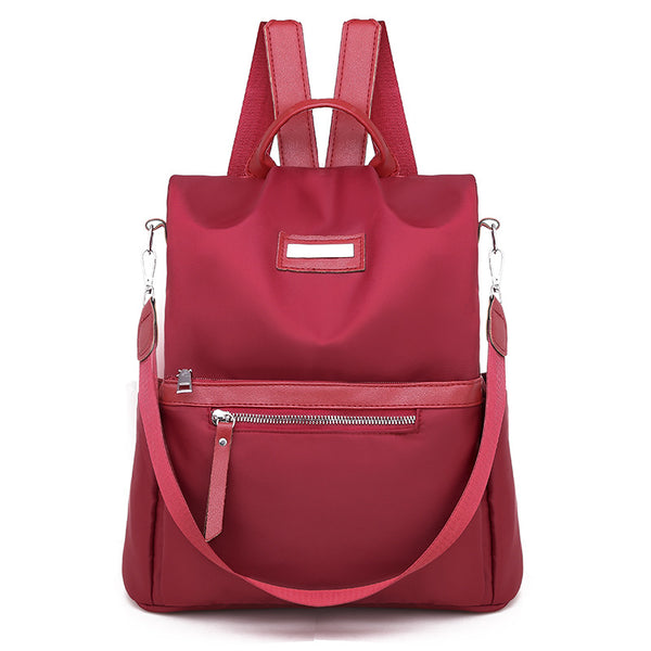 Fashion Pure Leather Solid Color Two Step Zipper Backpack