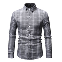 Full sleeves casual plaid pattern polyester cloth printed men shirt