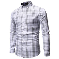 Full sleeves casual plaid pattern polyester cloth printed men shirt