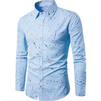 Cotton ink printed pattern casual men's shirt with long sleeves