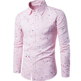 Cotton ink printed pattern casual men's shirt with long sleeves