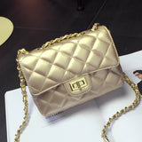 Solid Leather Chain Strap Shoulder Crossbody Argyle Women Bag