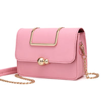 Women Vintage magnetic snap metal frame Crossbody Bag with Gold chain