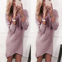 Women Regular O-Neck Flat Knitted pullover long sweater