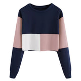 Double Color Patchwork Ladies Sweatshirt with casual Long Sleeve