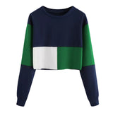 Double Color Patchwork Ladies Sweatshirt with casual Long Sleeve