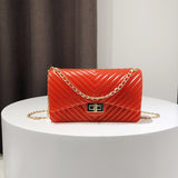 Women Rectangle Bag with Single chain soft surface Unlined geometric Design