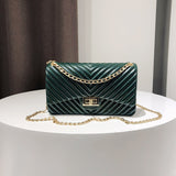 Women Rectangle Bag with Single chain soft surface Unlined geometric Design