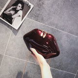 Solid Leather Sexy Women lips 3D Print  Crossbody Bag