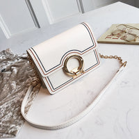 Leather Crossbody Bag with Big Round Buckle for Women