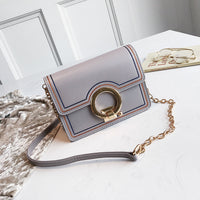 Leather Crossbody Bag with Big Round Buckle for Women