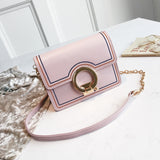 Leather Crossbody Bag with Big Round Buckle for Women