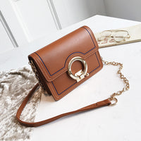 Leather Crossbody Bag with Big Round Buckle for Women