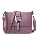 Elegant Design Sewing thread Squares Leather Crossbody Bag
