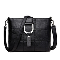 Elegant Design Sewing thread Squares Leather Crossbody Bag