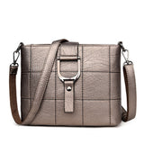 Elegant Design Sewing thread Squares Leather Crossbody Bag