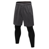 polyester men's quick dry sports two piece with skinny cloth breathable shorts