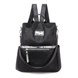 Fashion Pure Leather Solid Color Two Step Zipper Backpack