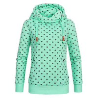 Women Sweet Polyester Full Sleeve Regular Length Polka Dot Pullover Hooded sweatshirt