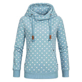 Women Sweet Polyester Full Sleeve Regular Length Polka Dot Pullover Hooded sweatshirt