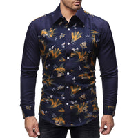 Men Regular Turn-down Collar Hip Hop Polyester Print Pattern Casual Button Shirts