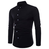 Men Full Sleeve Regular Fashion Casual Turn-down Collar Polyester Solid Button Slim Shirt