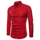 Men Full Sleeve Regular Fashion Casual Turn-down Collar Polyester Solid Button Slim Shirt