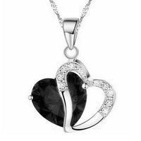 Fashion Heart Crystal Romantic Silver Chain  Aluminium Alloy Necklace Jewelry for women