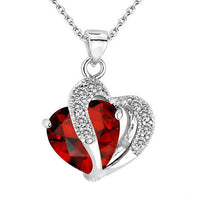 Fashion Heart Crystal Romantic Silver Chain  Aluminium Alloy Necklace Jewelry for women