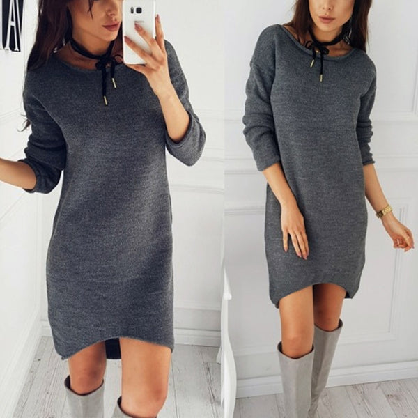 Women Standard Long Flat Knit Slash neck sweater