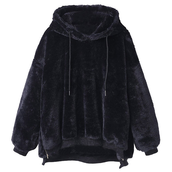 Women Full Sleeve Regular Length Fur Tassels Pullover Wide-waisted Natural Thick Warm Casual Jacket Coats