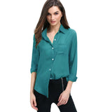 Women Full Sleeves Solid Pocket Formal and Casual Shirt