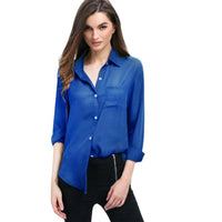 Women Full Sleeves Solid Pocket Formal and Casual Shirt