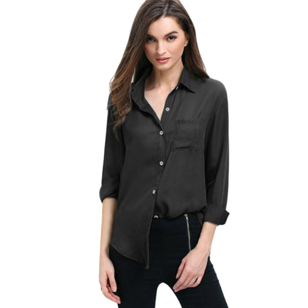 Women Full Sleeves Solid Pocket Formal and Casual Shirt