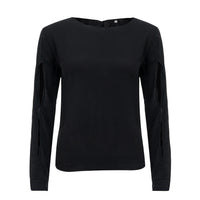 Regular Women O-Neck Long Hollow Sleeves Female Tops