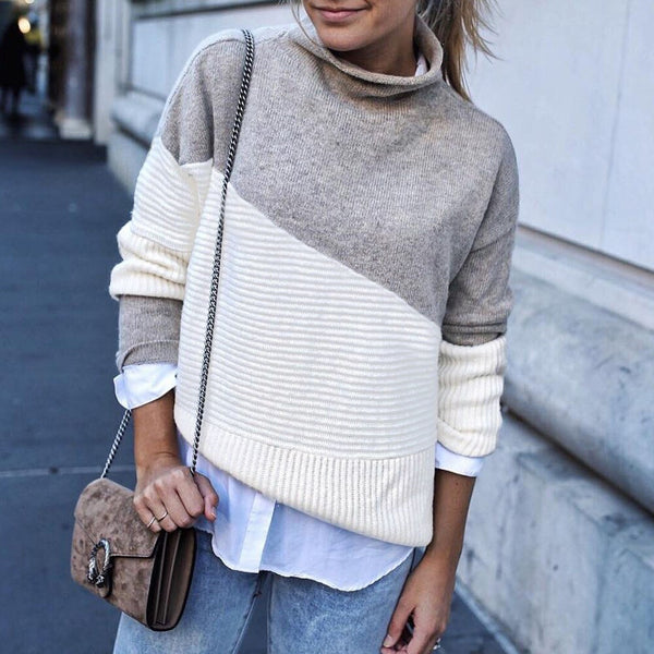 Women Knitted Turtleneck Regular Sweater Top